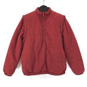 BP. Convertible Pullover Jacket / Vest Men's Medium Red Insulated Outdoor Winter